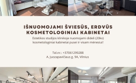 ESTETIKOS STUDIJOS KLINIKOJE išnuomuojamas kosmetologinis kabinetas!